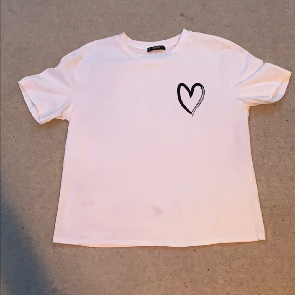 White w/ heart decal Tee
